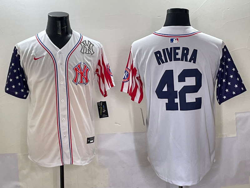 Men 2025  MLB New York Yankees #42 Rivera white jersey style 3
